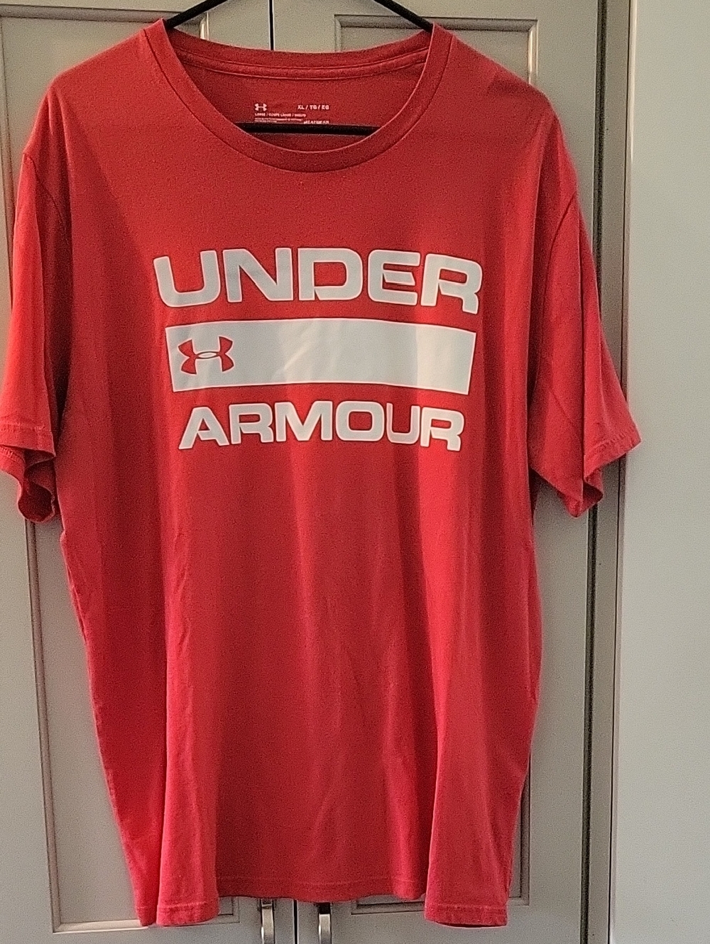 Under Armour Red Short-Sleeve Logo Tee with White Graphic